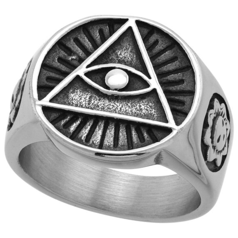 Men Stainless Steel Illuminati Ring - Picture 1 of 2